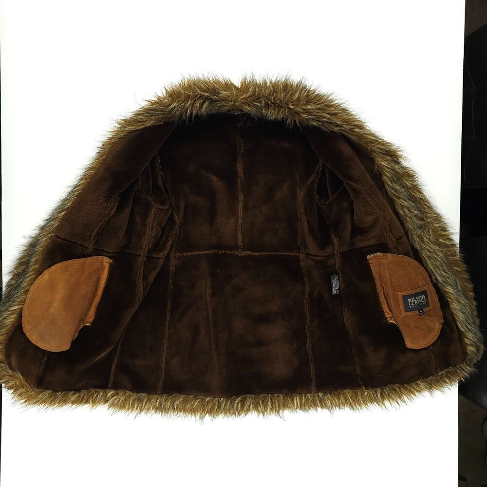 WILSONS LEATHER Suede Penny Lane Fur Afghan Jacket 70s Boho Downtown Girl Boho - Picture 12 of 14